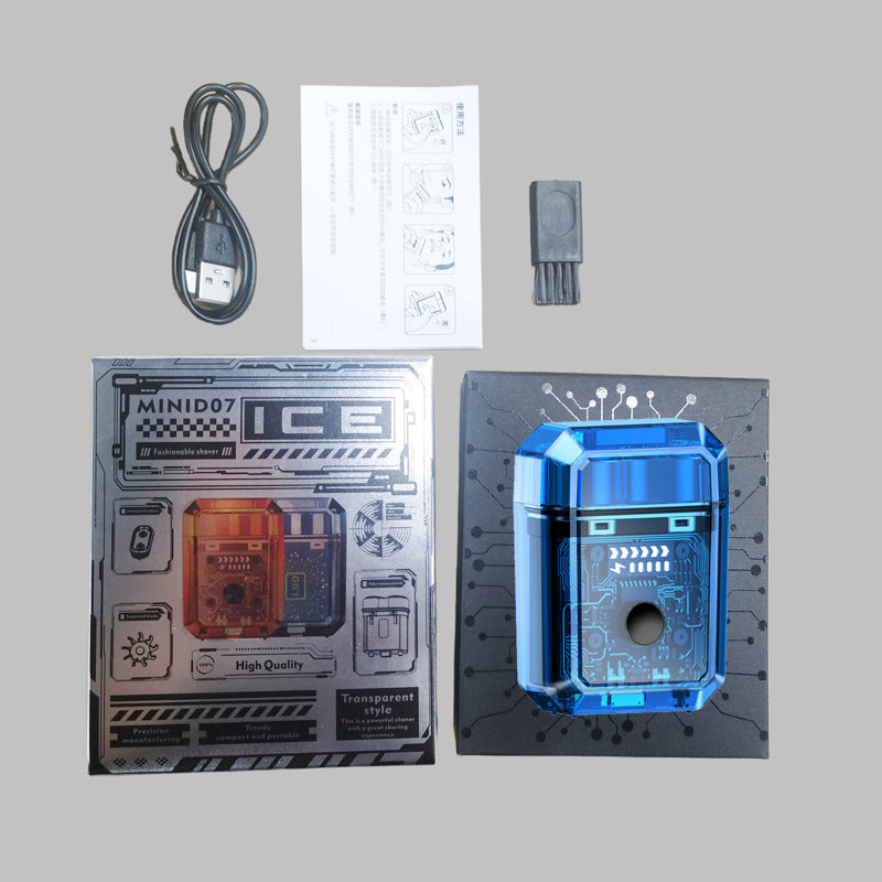 Alpenwolken - Transparenter magnetischer Mini-Elektrorasierer mit Doppelkopf