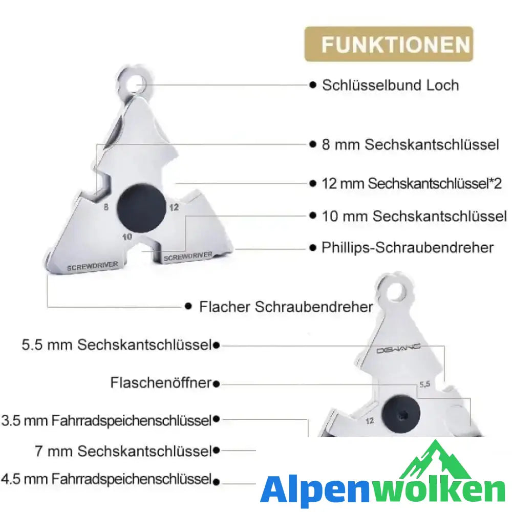 Alpenwolken - 12-in-1 Multifunktionales Taschenwerkzeug