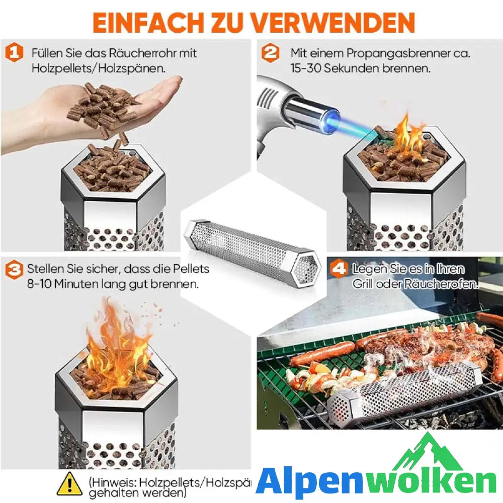 Alpenwolken - 12' Pellet-Räucherrohr für alle Grills oder Räuchergeräte