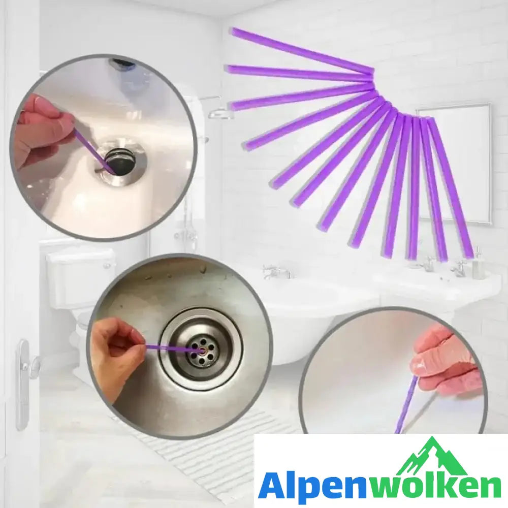 Alpenwolken - 12/Set Rohrreinigungsstäbchen Öldekontamination Küche Toilette Badewanne Abflussreiniger Violett