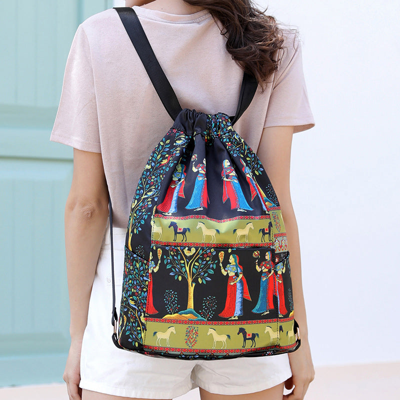 Alpenwolken - Ethnic Style Drawstring Shoulder Bag