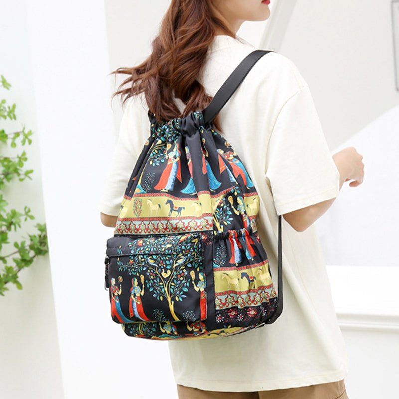 Alpenwolken - Ethnic Style Drawstring Shoulder Bag