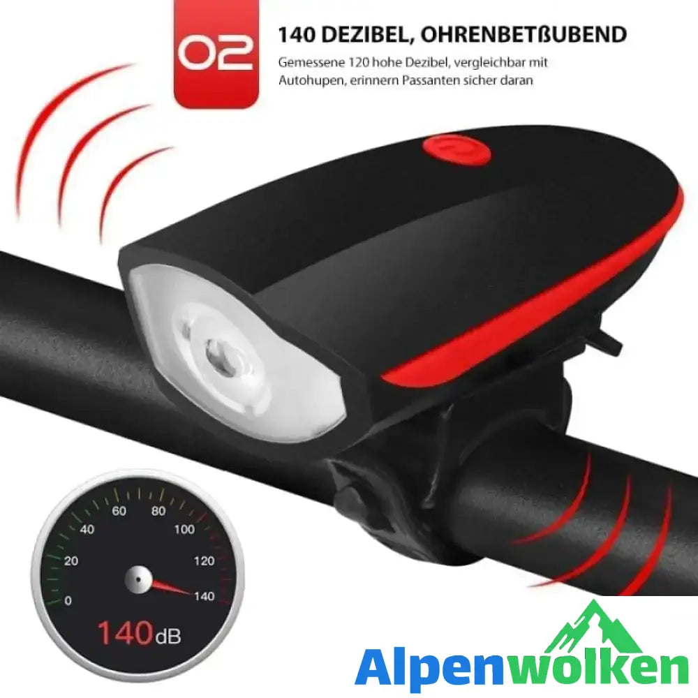 Alpenwolken - 2- in- 1 Fahrrad USB Horn Frontleuchte