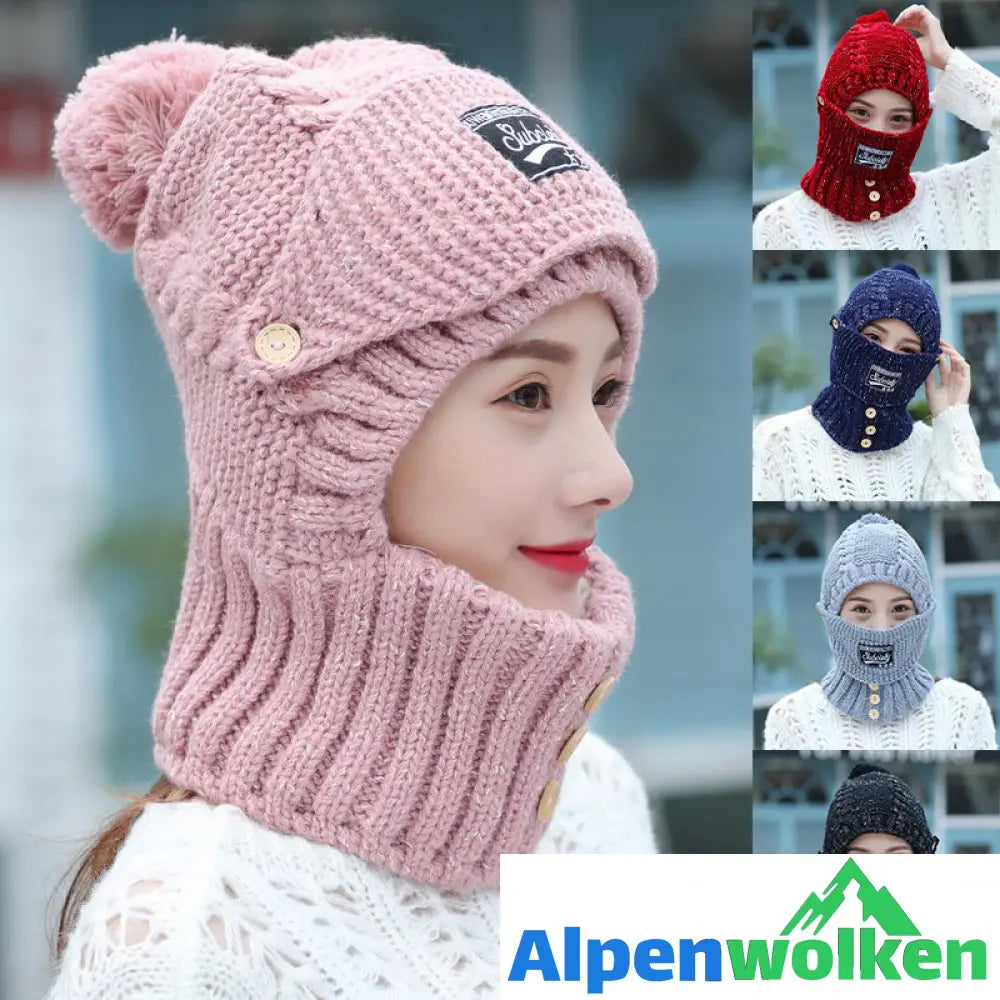 Alpenwolken - 2 in 1 Maske Schal Strickmütze