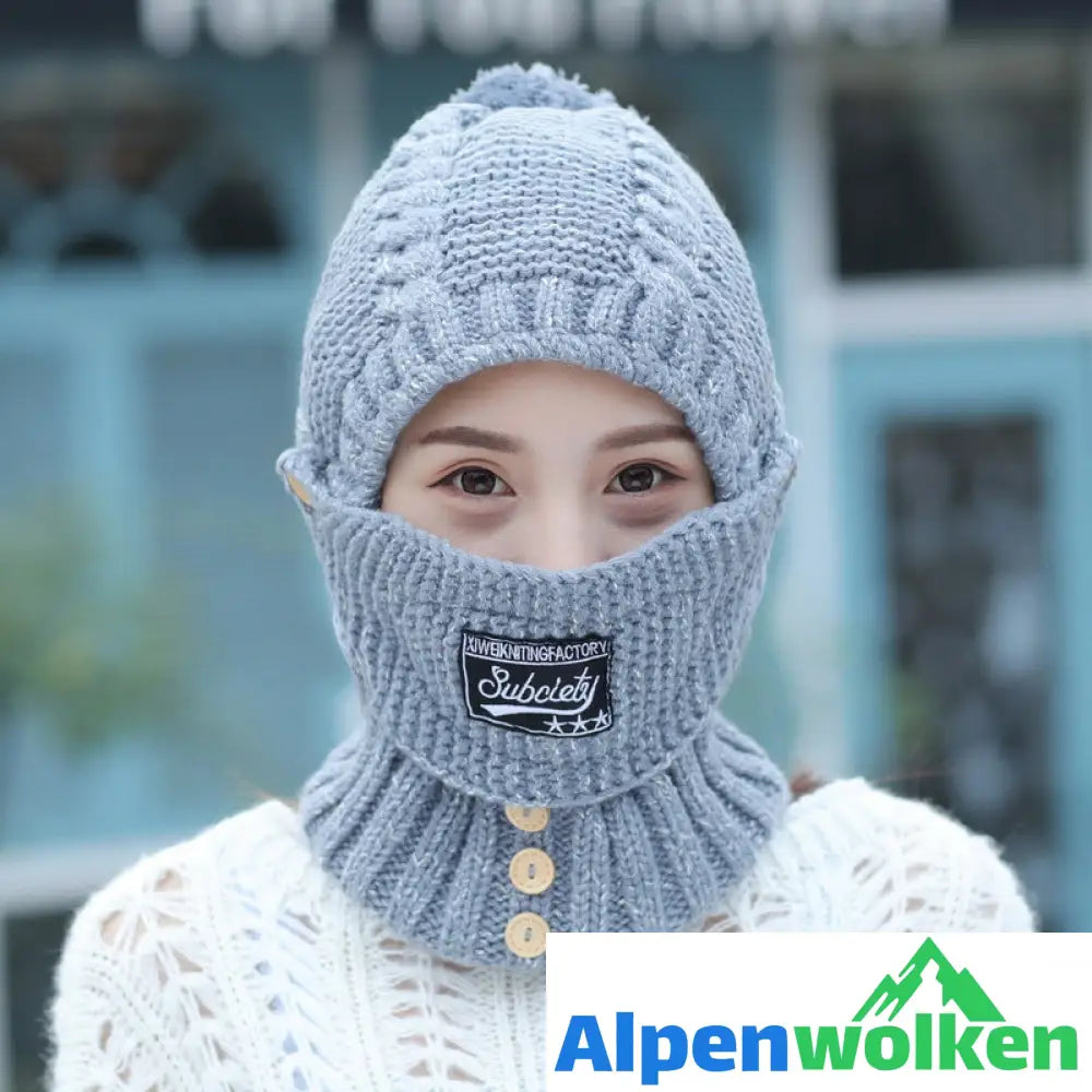 Alpenwolken - 2 in 1 Maske Schal Strickmütze