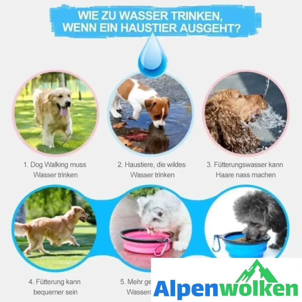 Alpenwolken - 2-in-1 Wasser- und Lebensmittelflasche für Haustiere