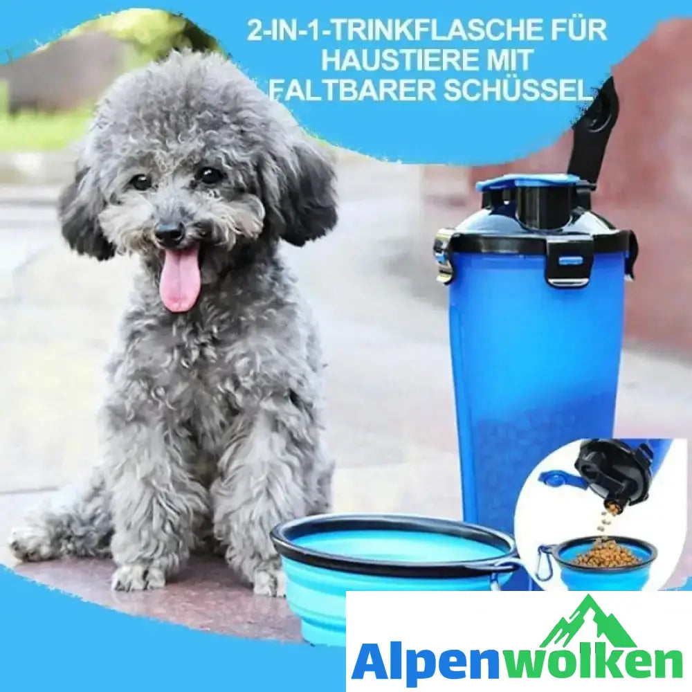 Alpenwolken - 2-in-1 Wasser- und Lebensmittelflasche für Haustiere