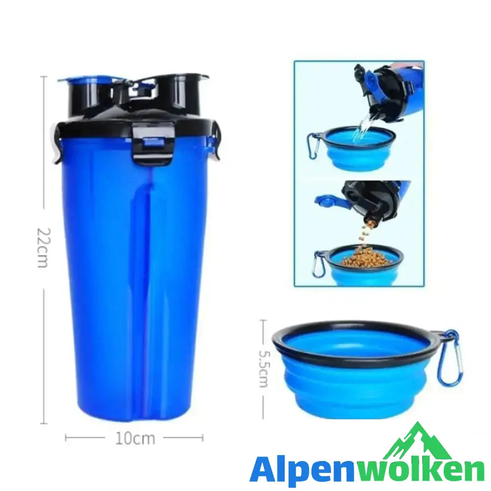 Alpenwolken - 2-in-1 Wasser- und Lebensmittelflasche für Haustiere