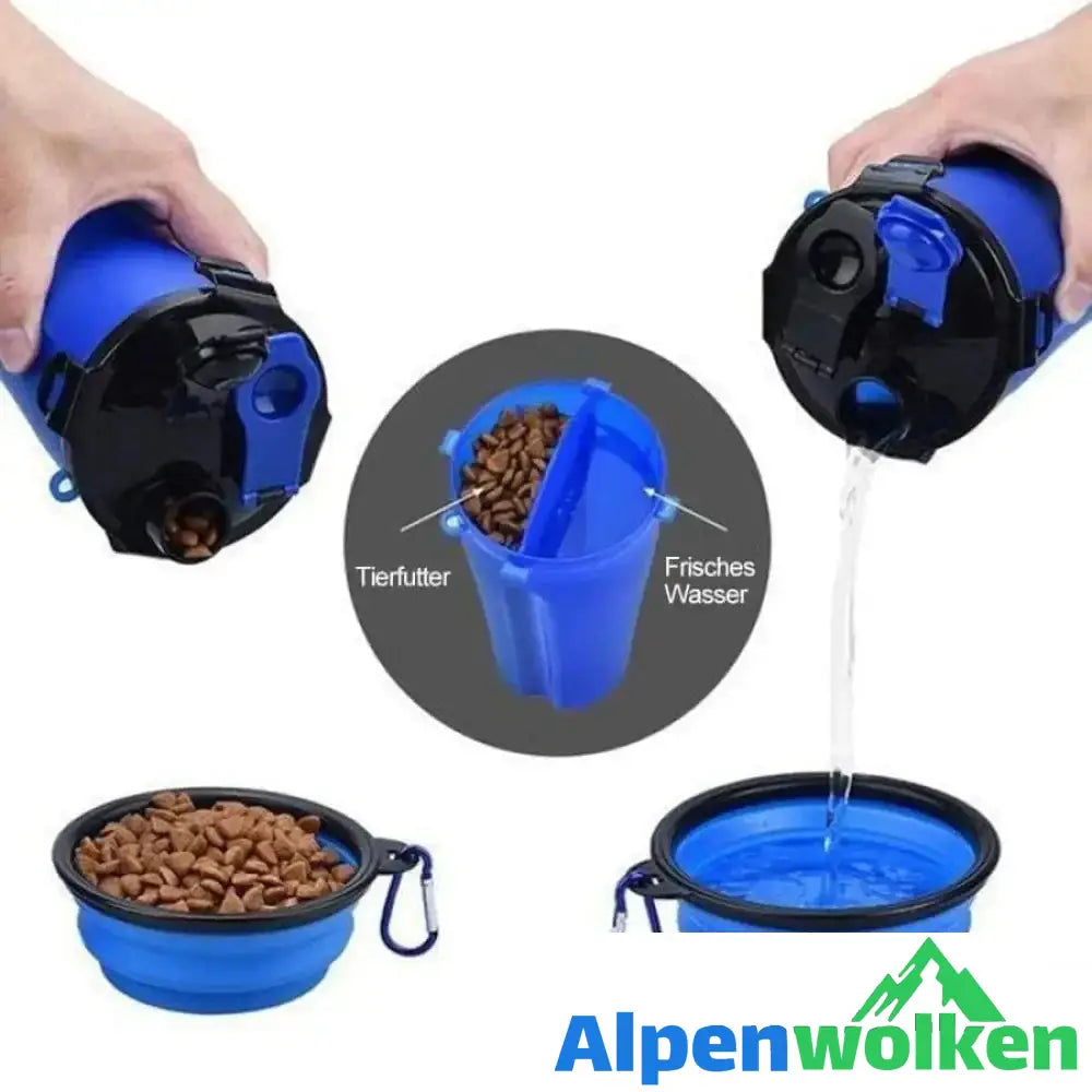 Alpenwolken - 2-in-1 Wasser- und Lebensmittelflasche für Haustiere