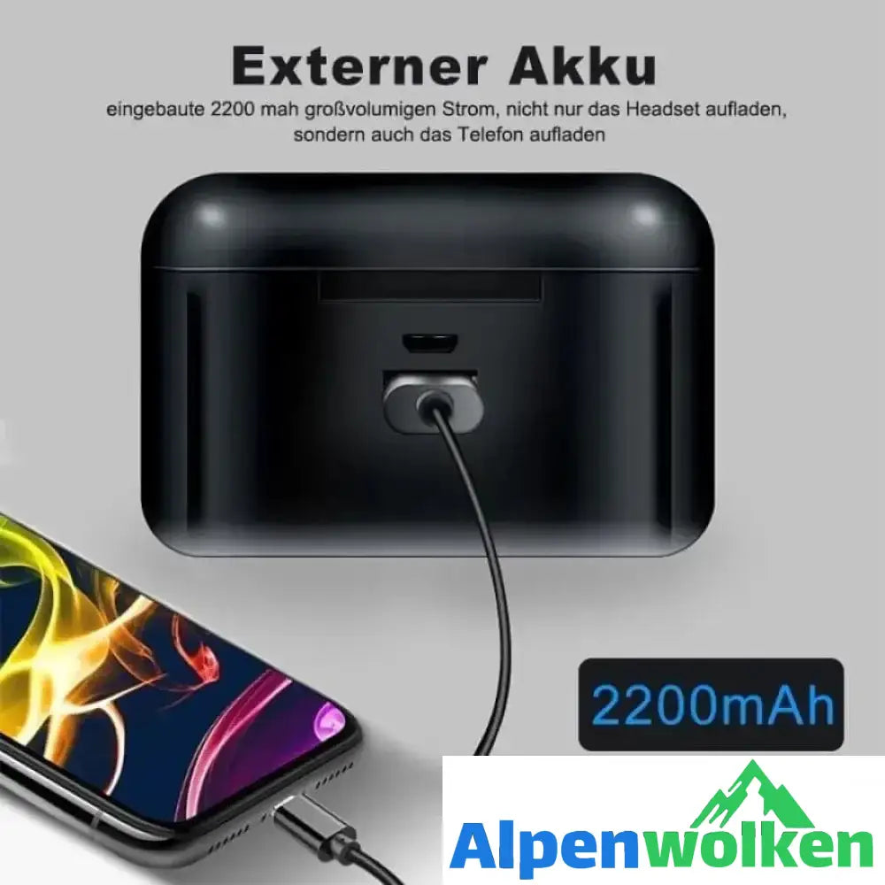 Alpenwolken - 2-in1 Bluetooth-Headset & Externer Akku