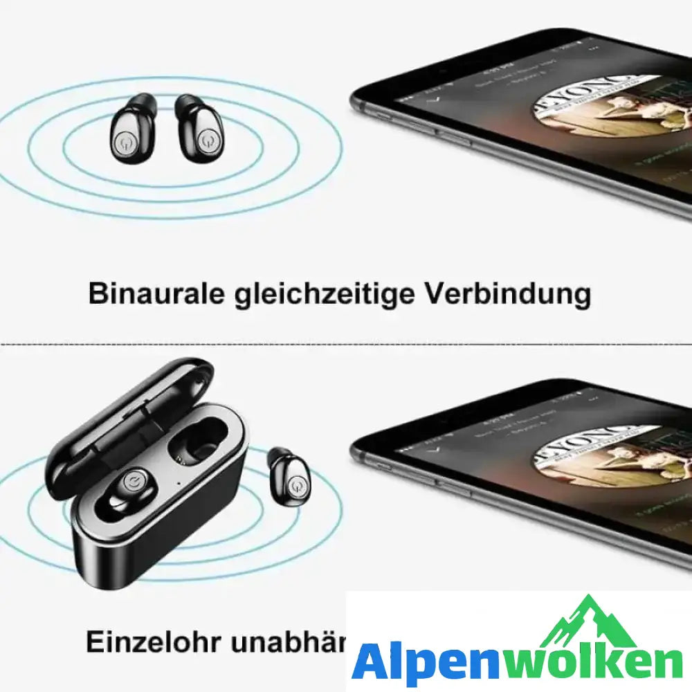 Alpenwolken - 2-in1 Bluetooth-Headset & Externer Akku