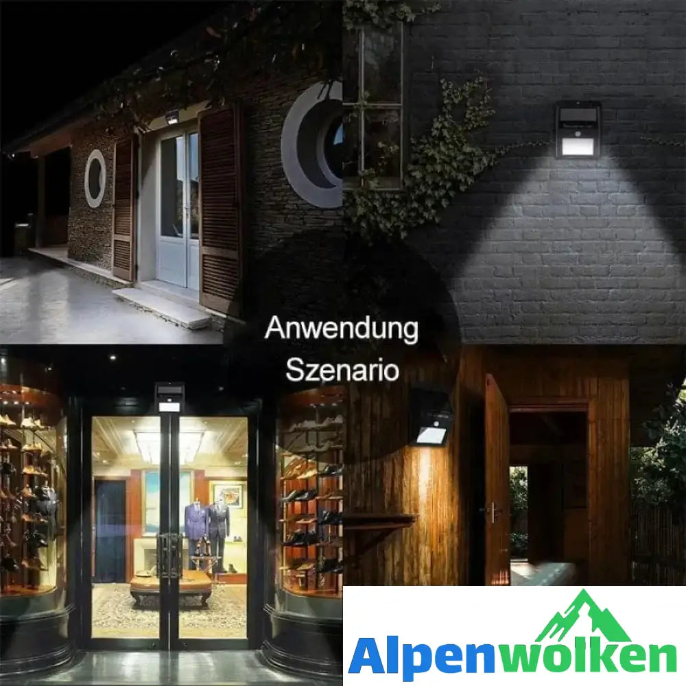 Alpenwolken - 20 LED Solarlampen Außen, Superhelle Wandleuchte mit Bewegungssensor