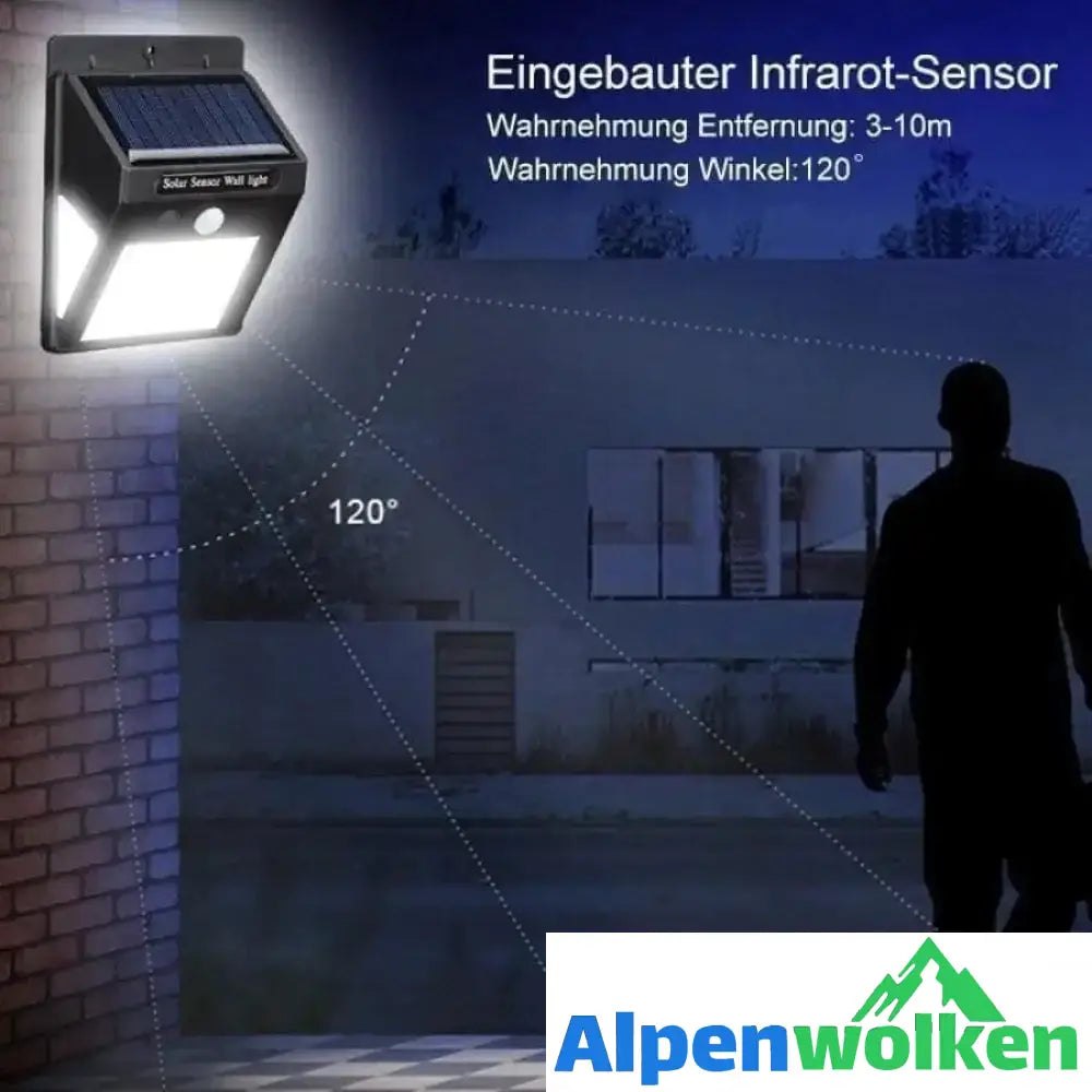 Alpenwolken - 20 LED Solarlampen Außen, Superhelle Wandleuchte mit Bewegungssensor