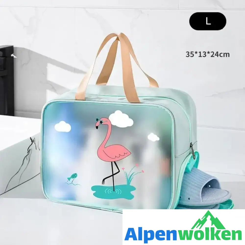 Alpenwolken - 2021 Neue Praktische Wasserdichte Toilettenartikel Aufbewahrungstasche Groß Blau Flamingo