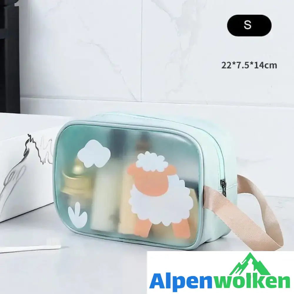 Alpenwolken - 2021 Neue Praktische Wasserdichte Toilettenartikel Aufbewahrungstasche Klein Blau-Grün Schaf