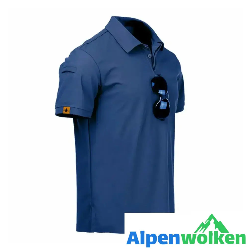 Alpenwolken - 2022 Schnelles trockenes Poloshirt der Männer im Freien Blau