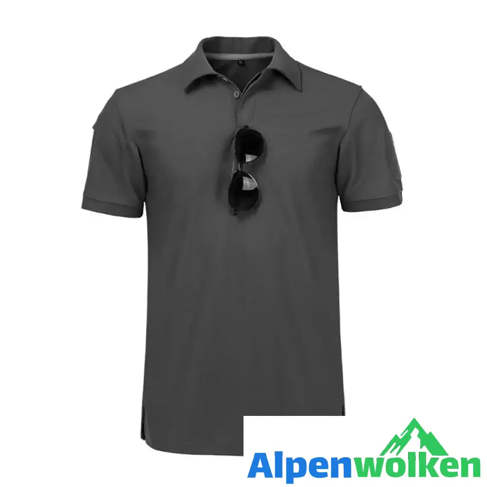 Alpenwolken - 2022 Schnelles trockenes Poloshirt der Männer im Freien Schwarz