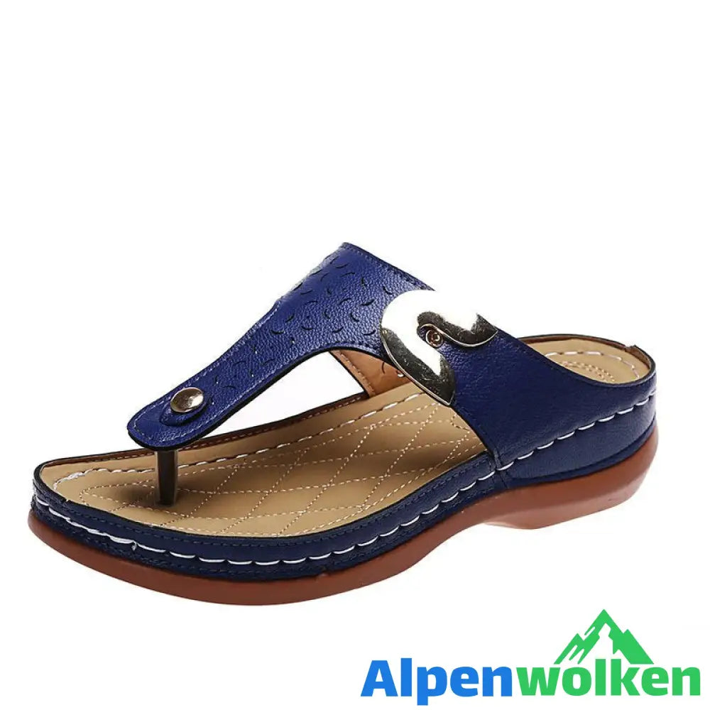 Alpenwolken - 2023 Neue Damen-Metalldekor-Funktionsmuster-Keil-Flip-Flops