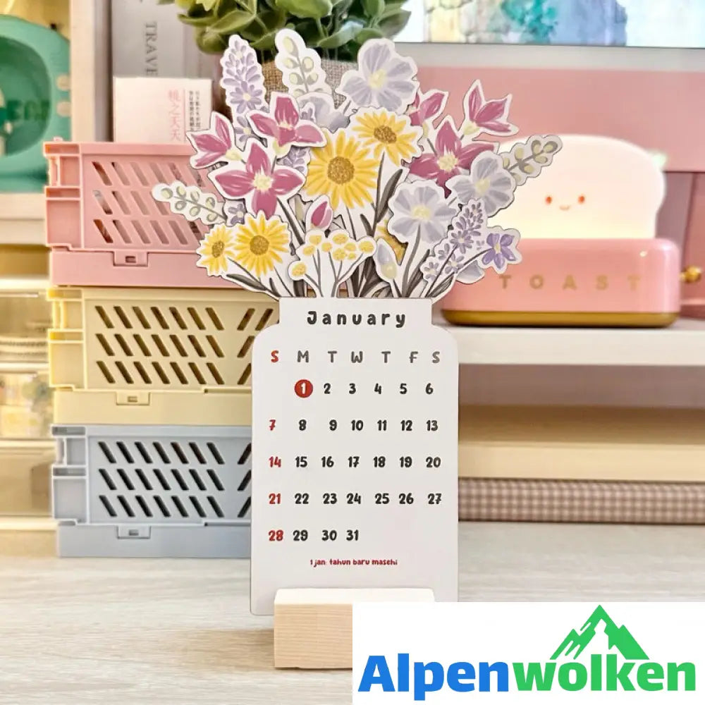 Alpenwolken - 2024 Blühende Blumen Tischkalender