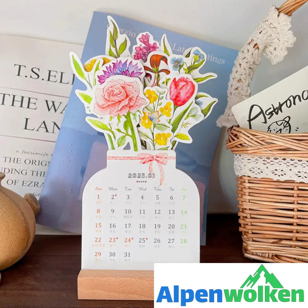 Alpenwolken - 2024 Blühende Blumen Tischkalender