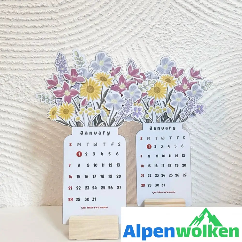 Alpenwolken - 2024 Blühende Blumen Tischkalender