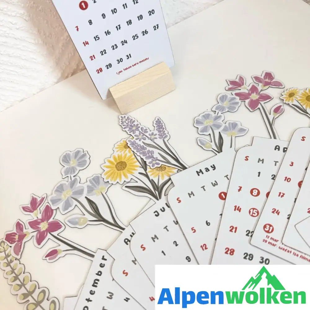 Alpenwolken - 2024 Blühende Blumen Tischkalender