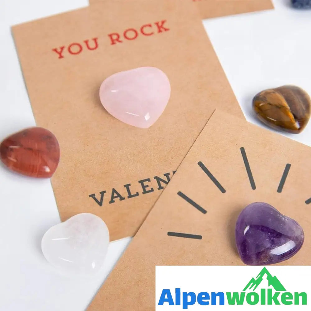 Alpenwolken - 24er-Pack Valentinskarten mit herzförmigen Kristallen