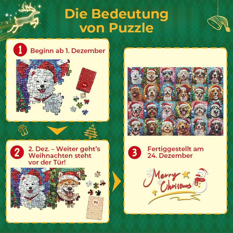 Alpenwolken - Frohe Weihnachten Hunde Puzzle 1000 Teile