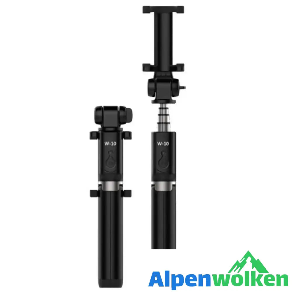 Alpenwolken - 3 in 1 drahtloser Bluetooth Selfie Stick Schwarz