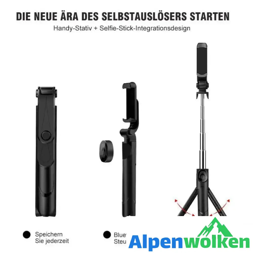 Alpenwolken - 3 in 1 kabelloser Bluetooth Selfiestick