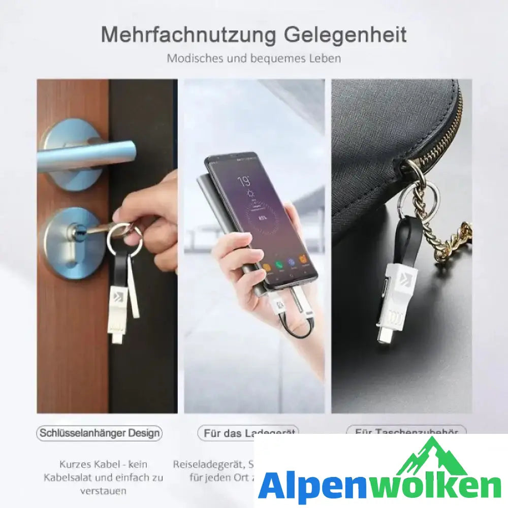 Alpenwolken - 3-in-1 Schlüsselanhänger-Ladekabel