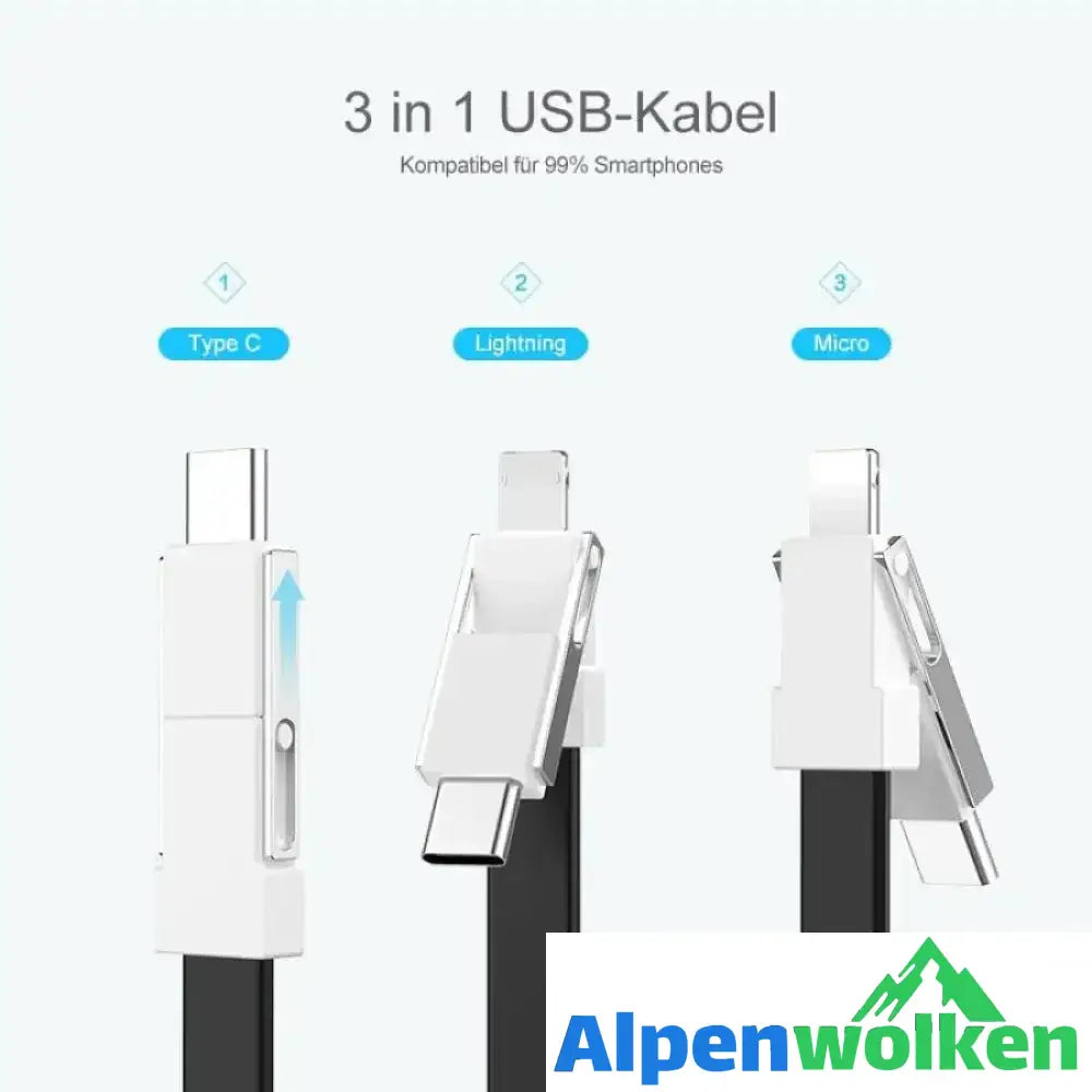 Alpenwolken - 3-in-1 Schlüsselanhänger-Ladekabel