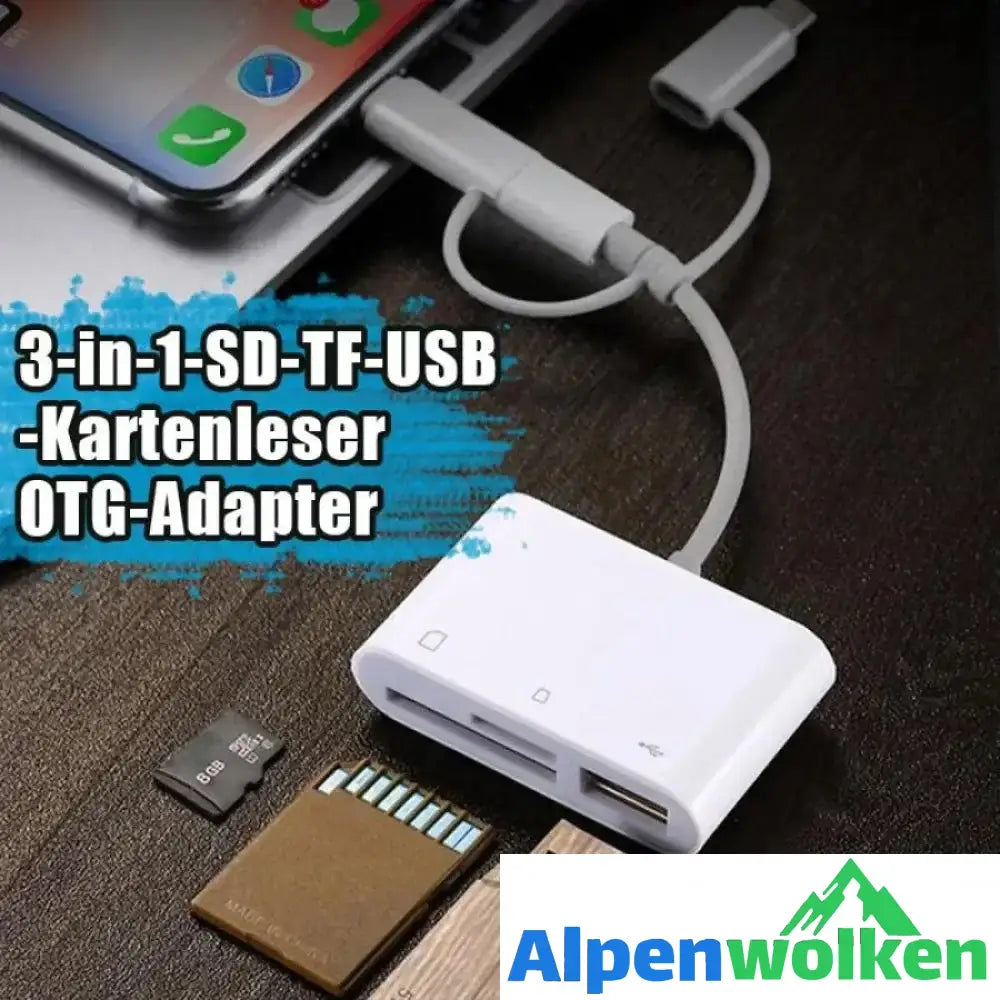 Alpenwolken - 3-in-1 SD-TF-USB-Kartenleser OTG-Adapter