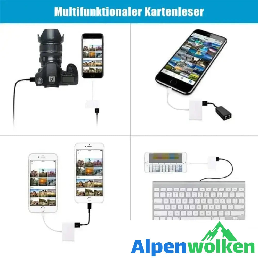 Alpenwolken - 3-in-1 SD-TF-USB-Kartenleser OTG-Adapter