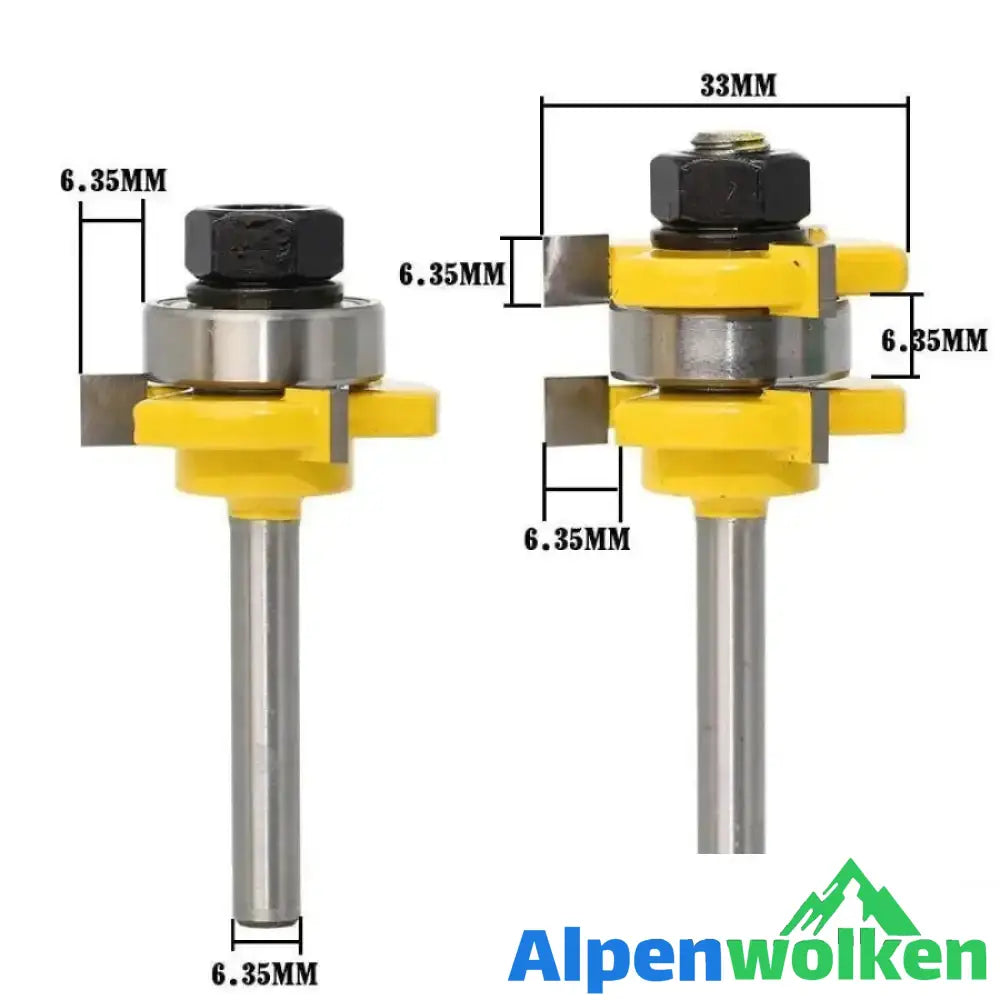 Alpenwolken - 3-Zähne T-Typ Zapfenmesser Cutter 2 Stück - Gelb 1/4