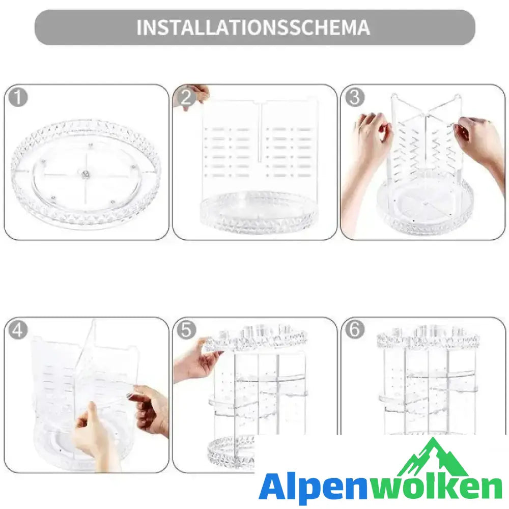 Alpenwolken - 360° drehbare kosmetische Aufbewahrungsbox aus Kristall