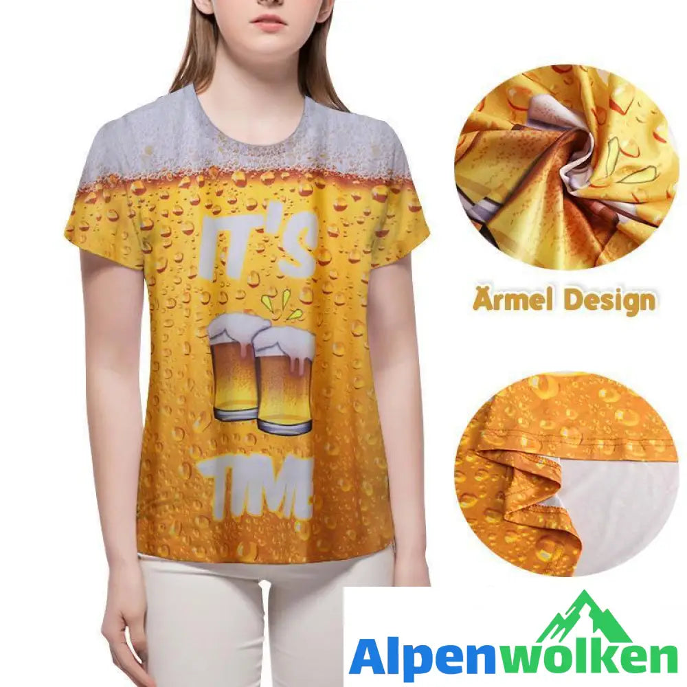 Alpenwolken - 3D Druck Bier-Luftblasen T-Shirt