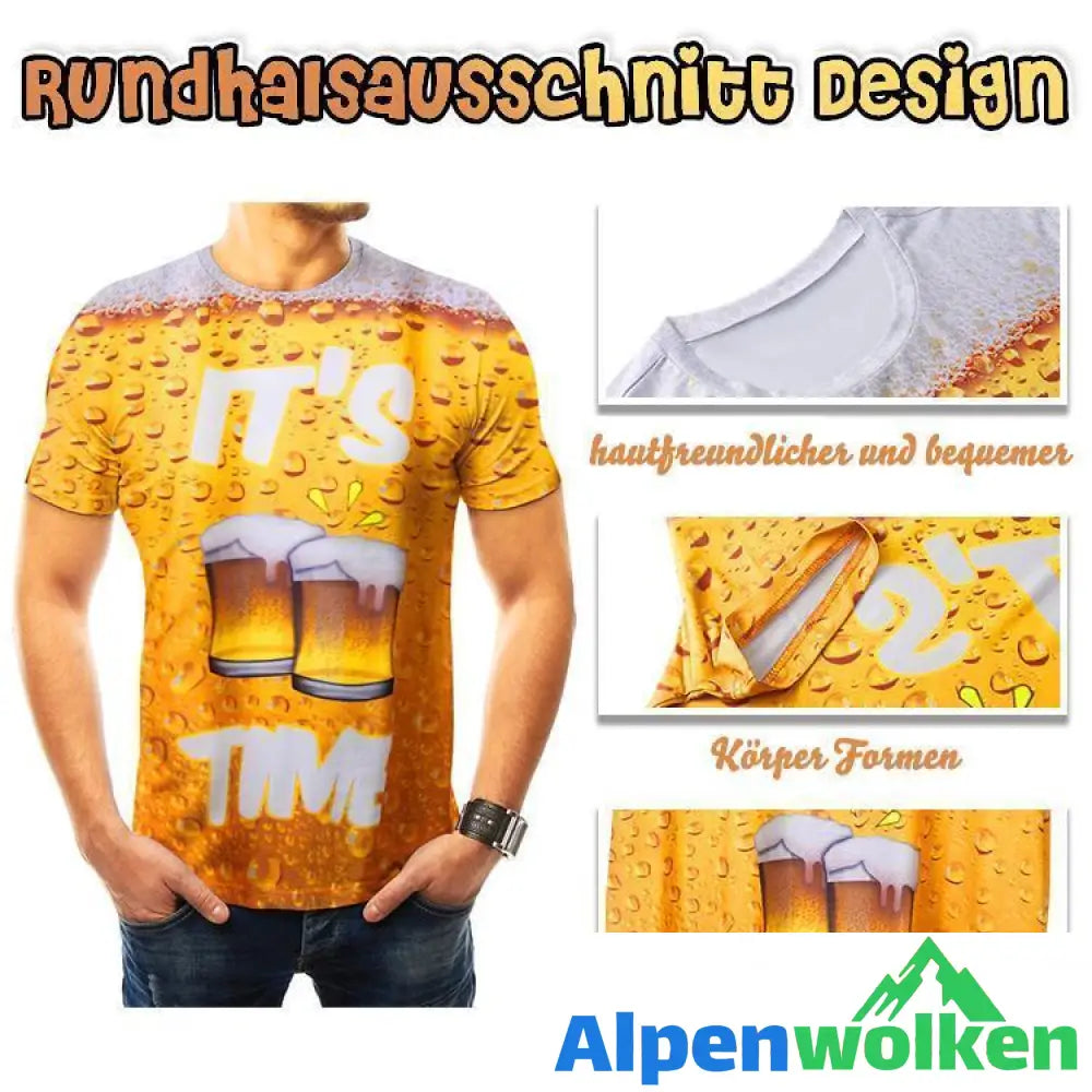 Alpenwolken - 3D Druck Bier-Luftblasen T-Shirt