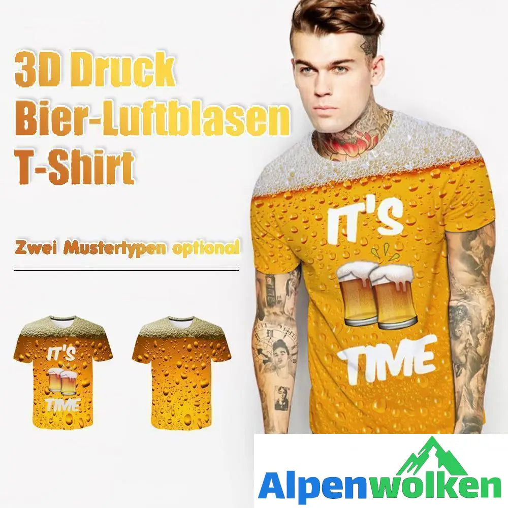 Alpenwolken - 3D Druck Bier-Luftblasen T-Shirt