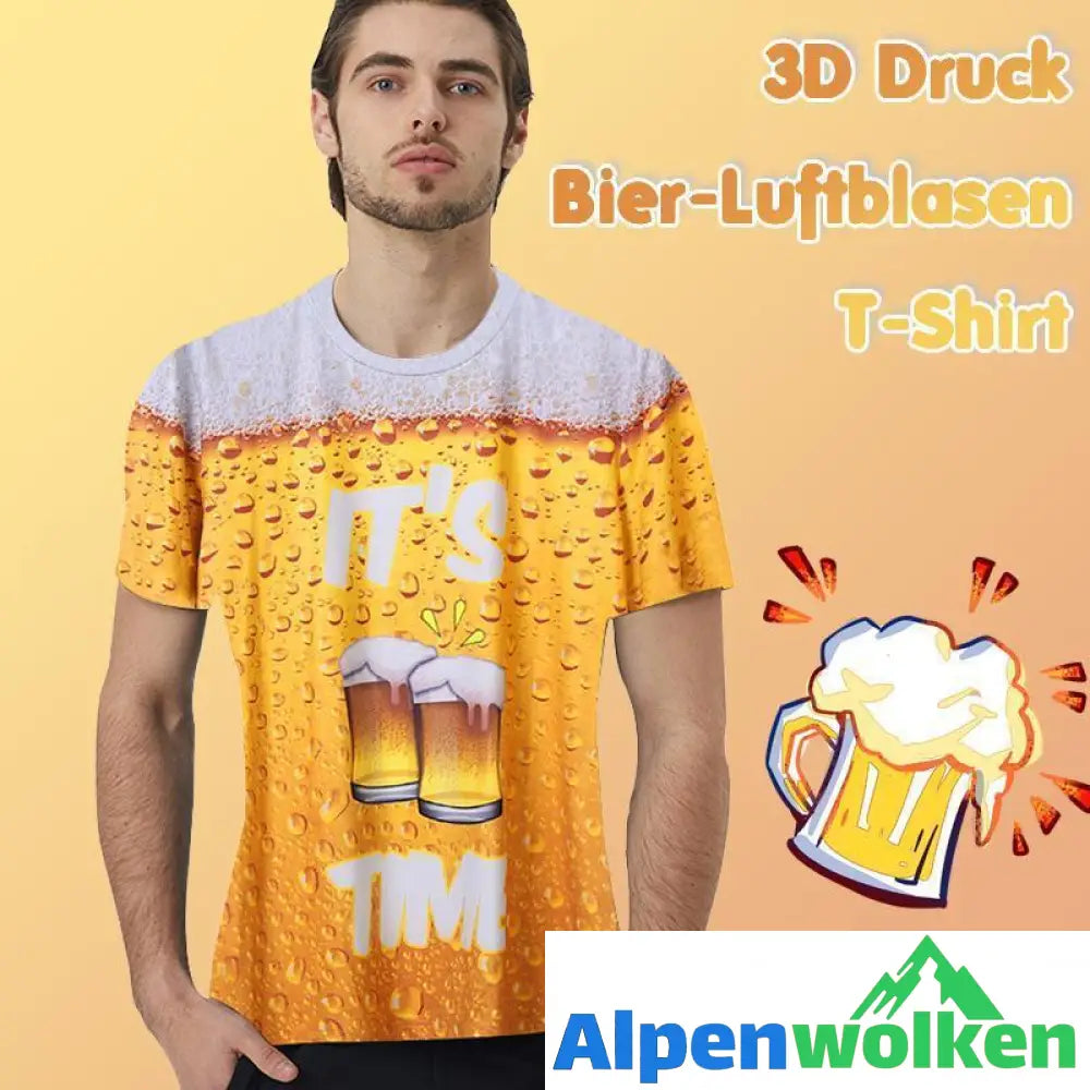 Alpenwolken - 3D Druck Bier-Luftblasen T-Shirt