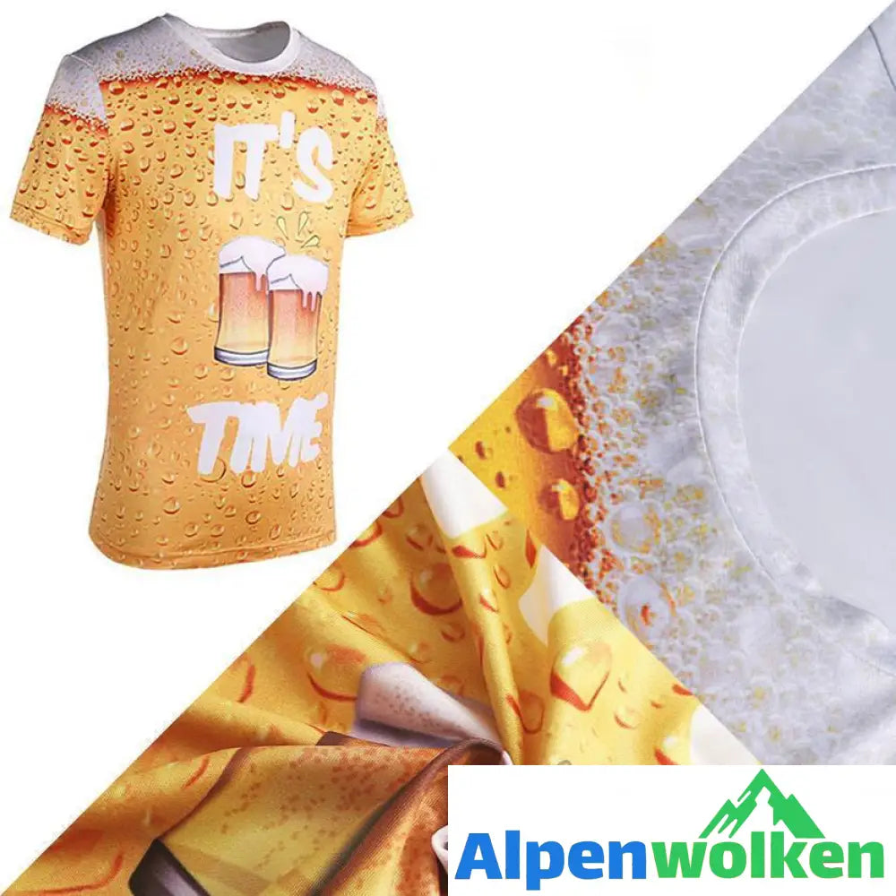 Alpenwolken - 3D Druck Bier-Luftblasen T-Shirt