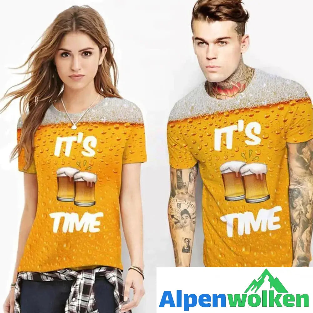 Alpenwolken - 3D Druck Bier-Luftblasen T-Shirt