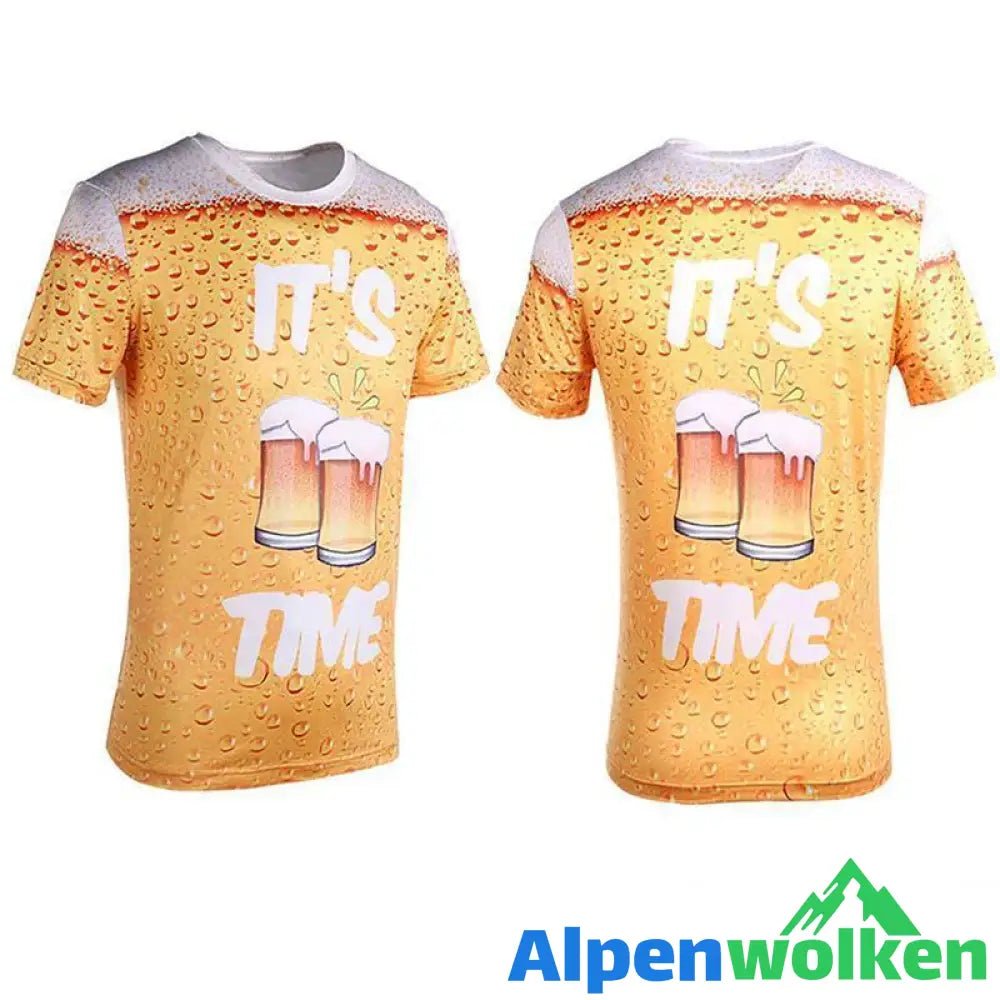 Alpenwolken - 3D Druck Bier-Luftblasen T-Shirt