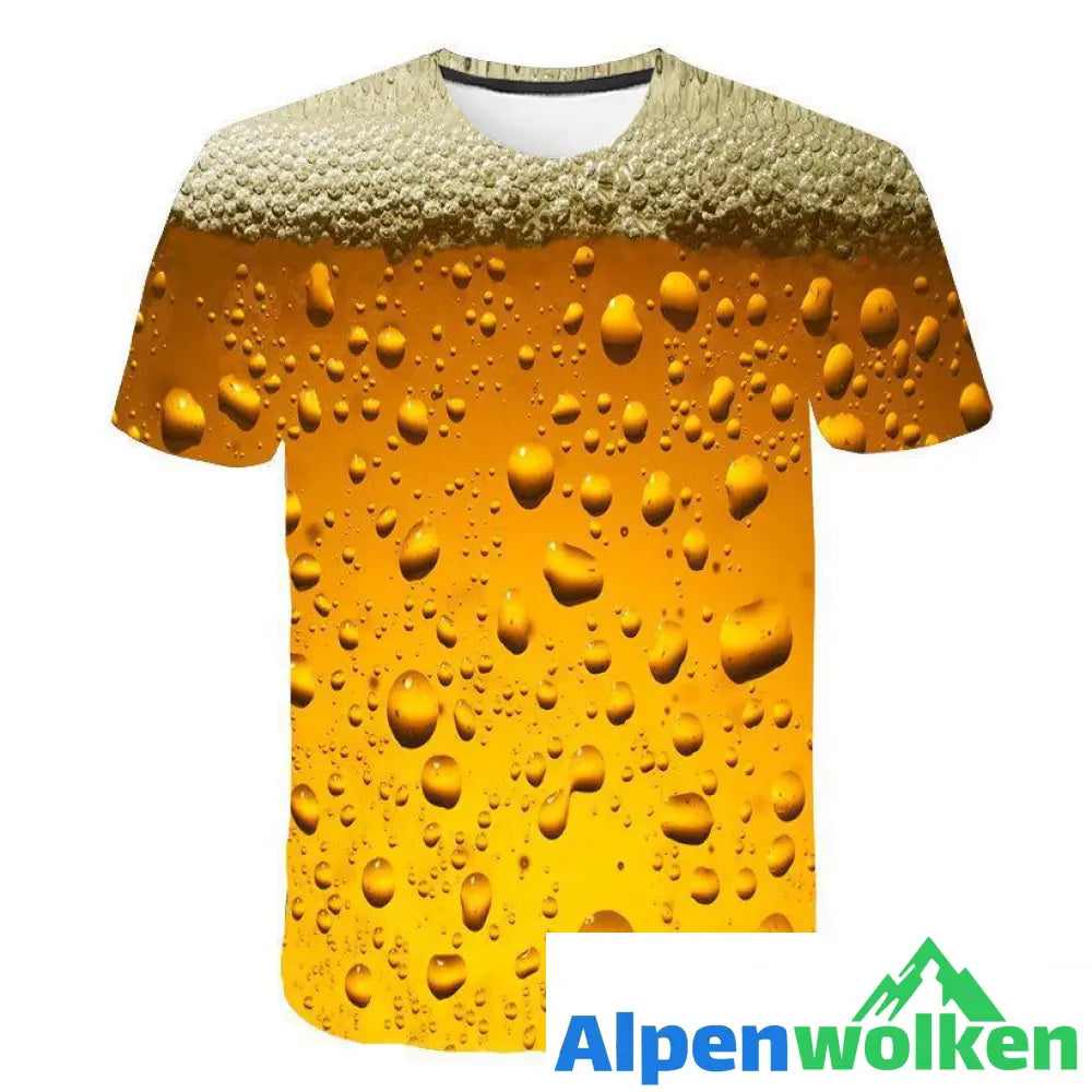 Alpenwolken - 3D Druck Bier-Luftblasen T-Shirt