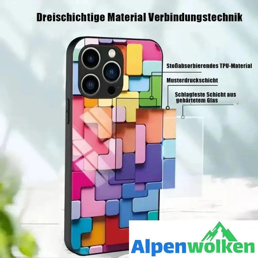 Alpenwolken - 3D-Glashülle mit quadratischem Muster für iPhone