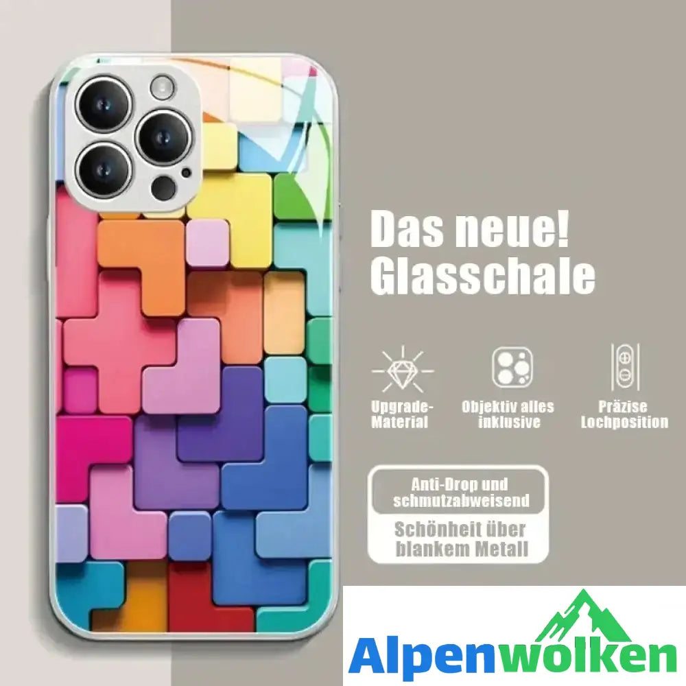 Alpenwolken - 3D-Glashülle mit quadratischem Muster für iPhone