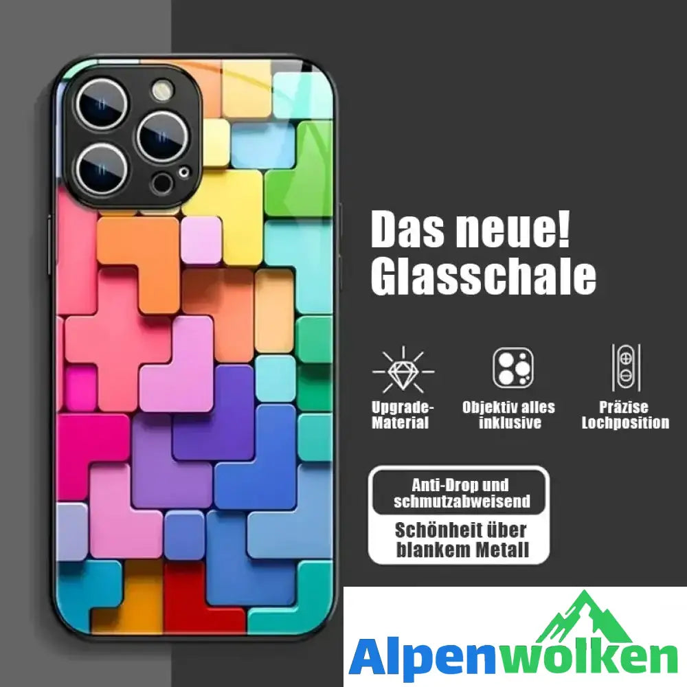 Alpenwolken - 3D-Glashülle mit quadratischem Muster für iPhone