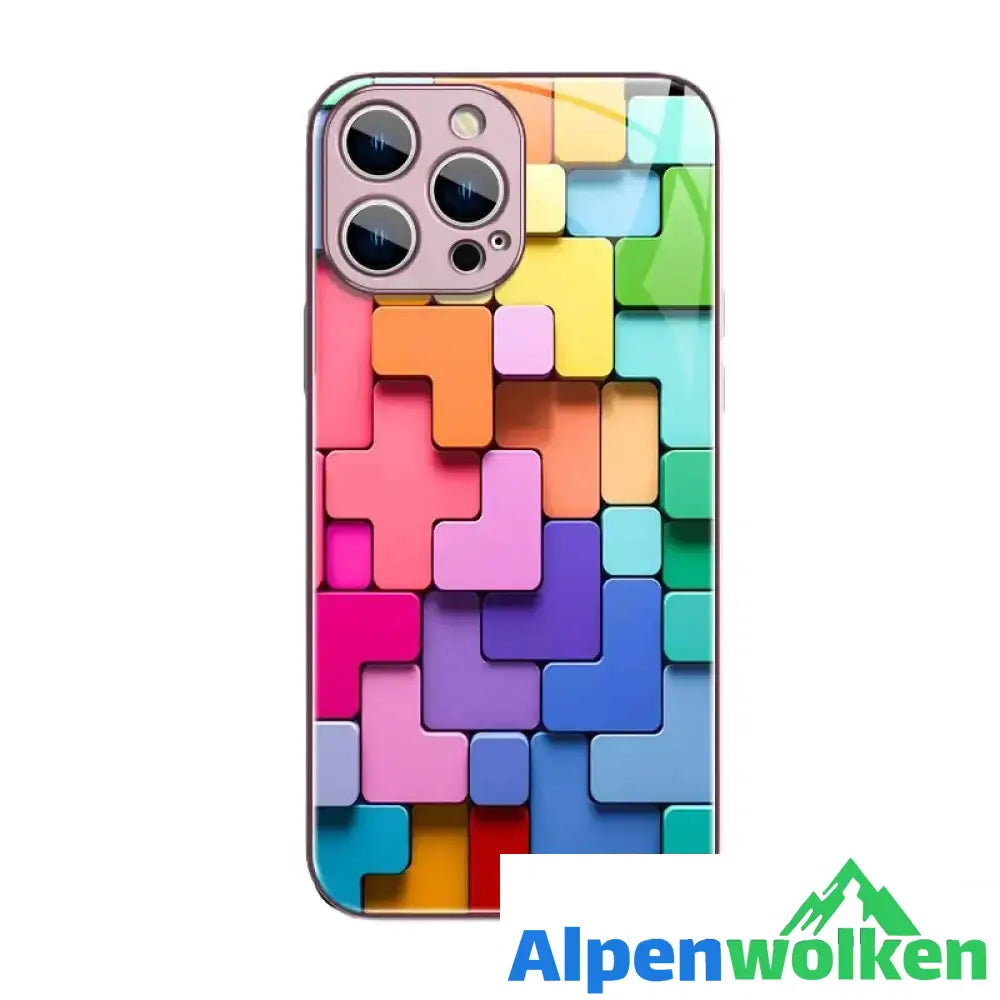 Alpenwolken - 3D-Glashülle mit quadratischem Muster für iPhone Rosa