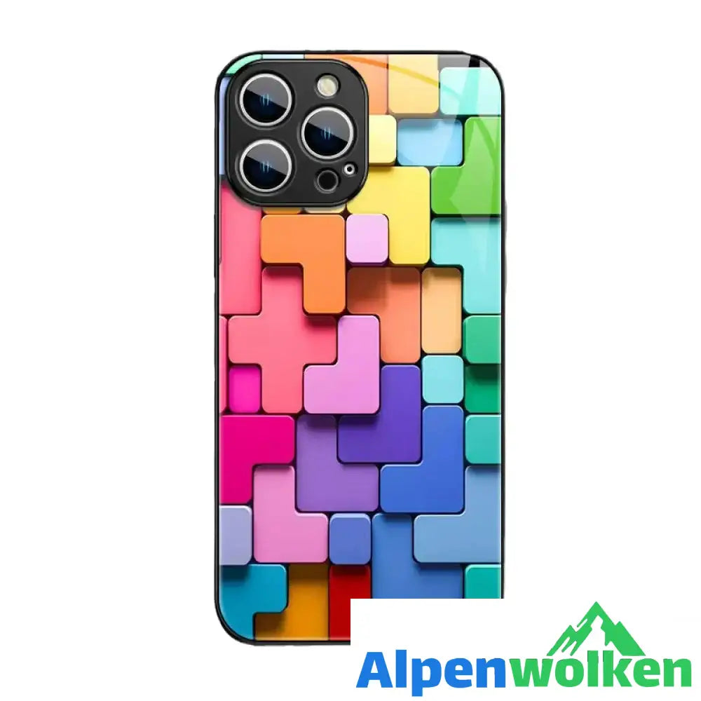 Alpenwolken - 3D-Glashülle mit quadratischem Muster für iPhone Schwarz