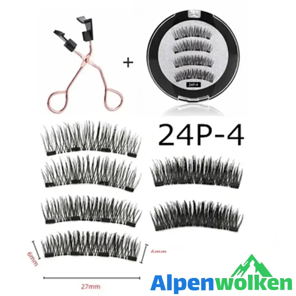 Alpenwolken - 3D Magnetisches Wimpern-Set 24P-4 Set + Wimpernzange